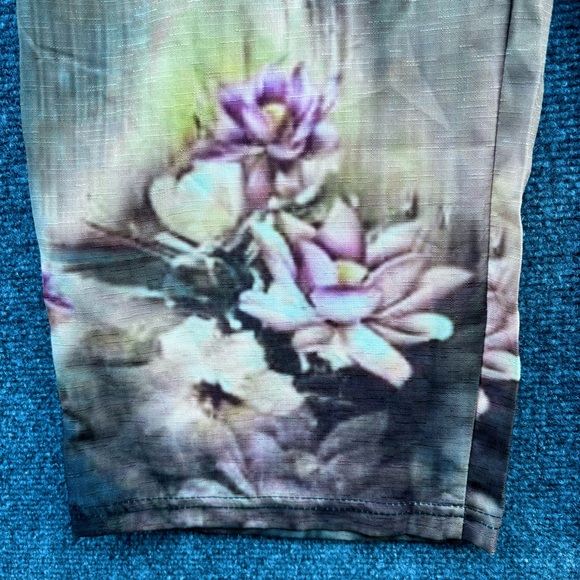 Lightweight Muted Green Floral Overalls Festival Boho Chic Summer Women’s Small - Picture 7 of 13